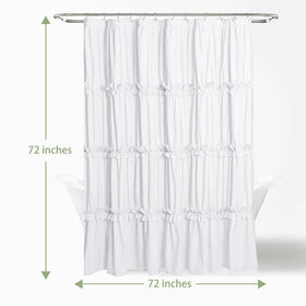 BRHF Farmhouse Ruffle Shower Curtain features easy 12-hole installation and quick drying.