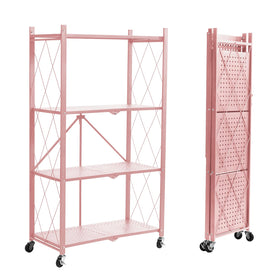 BRIAN & DANY 4-tier shelf with attachable wheels for quick setup.