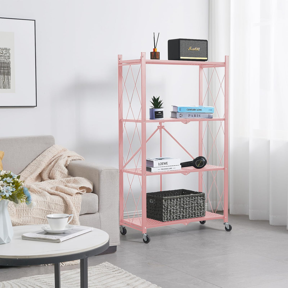 Folded profile saves space for compact storage.