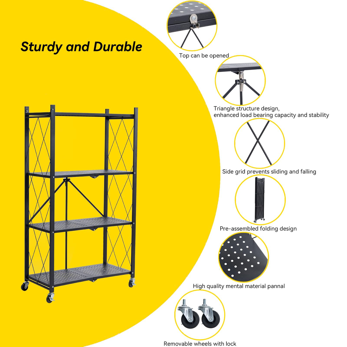 BRIAN & DANY folding metal rack side folded demonstrates compact storage