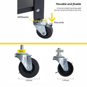 BRIAN & DANY mobile shelving with swivel wheels enables smooth repositioning