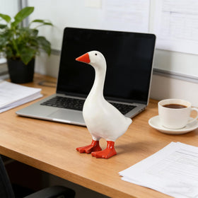 BRICKKIDS desk goose on a coworker’s desk, a whimsical gift idea.