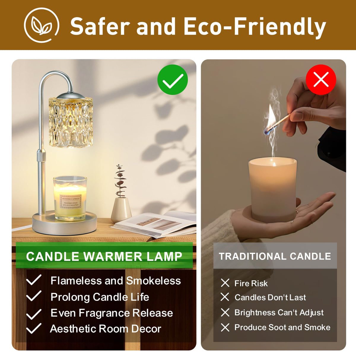 Briever candle warmer height adjustment demonstrates versatile jar size fit.