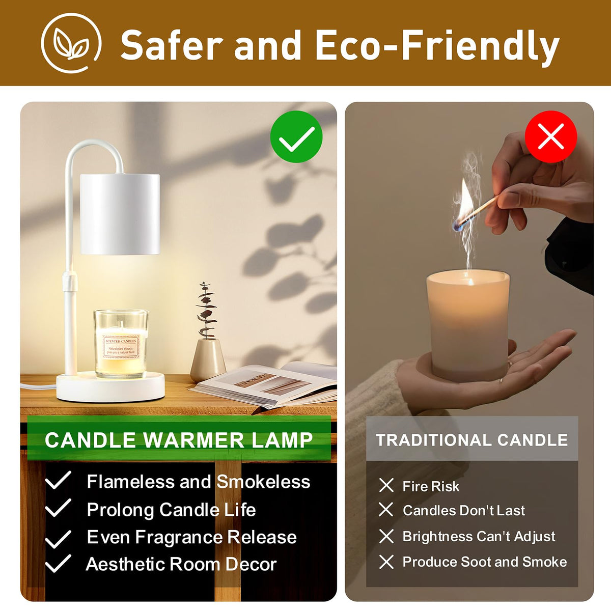 Briever candle warmer height adjustment fits candles of all sizes.