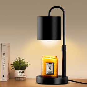 Briever candle warmer lamp with wood base enhances ambience and fragrance safely