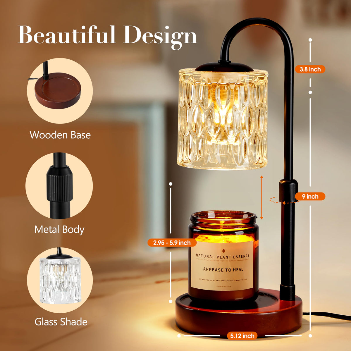 Briever candle warmer shown in a cozy living room setup.