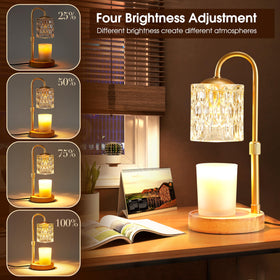 Briever candle warmer lamp height-adjustment feature for various candle sizes.