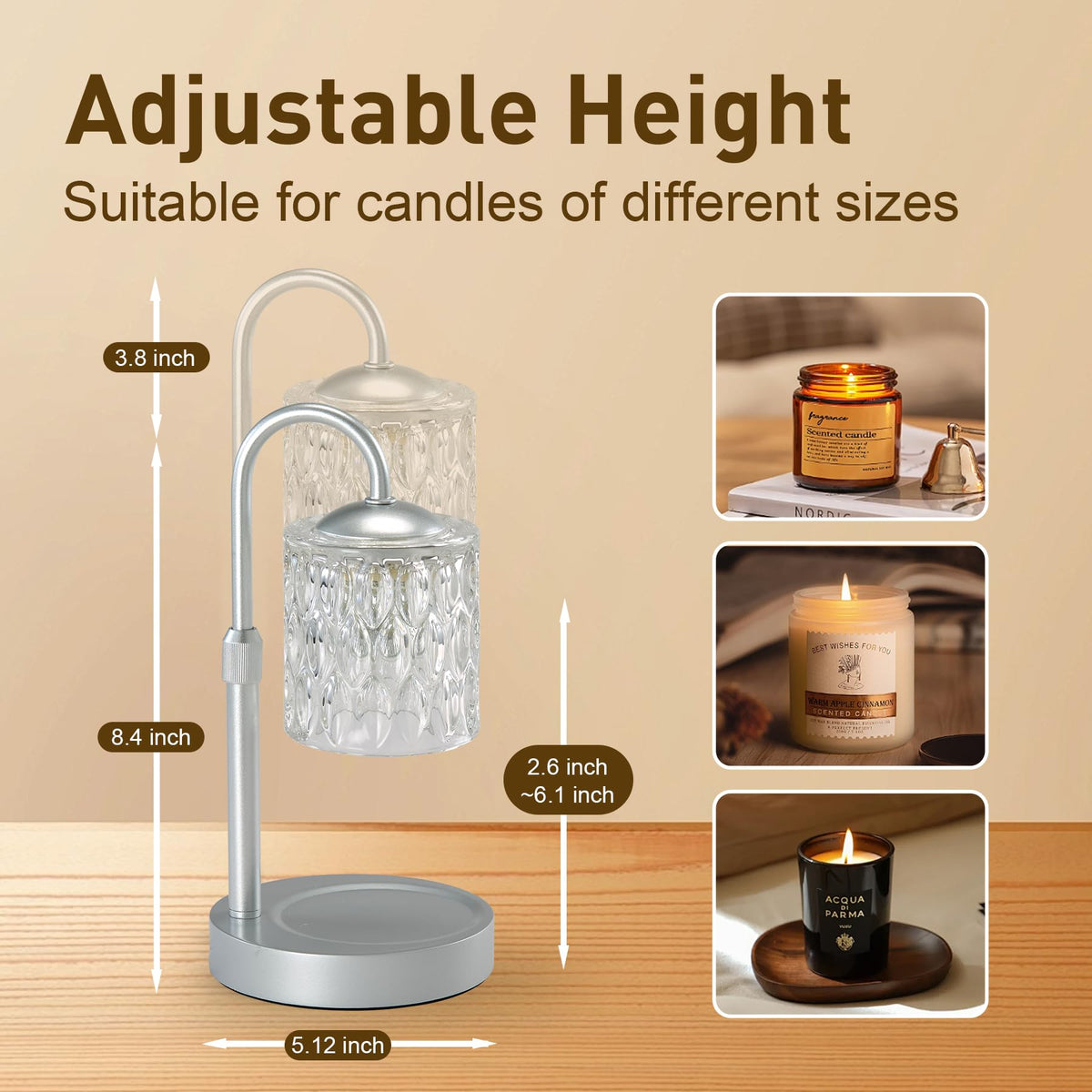 Briever wooden base with non-slip pads keeps the unit secure on surfaces.