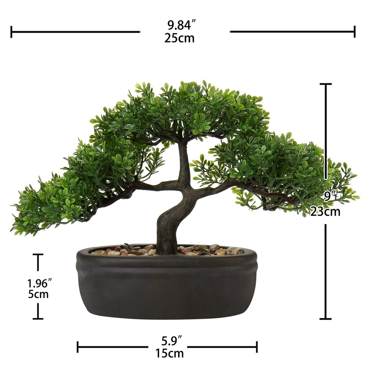 Briful artificial bonsai tree brings balance and elegance to any room.