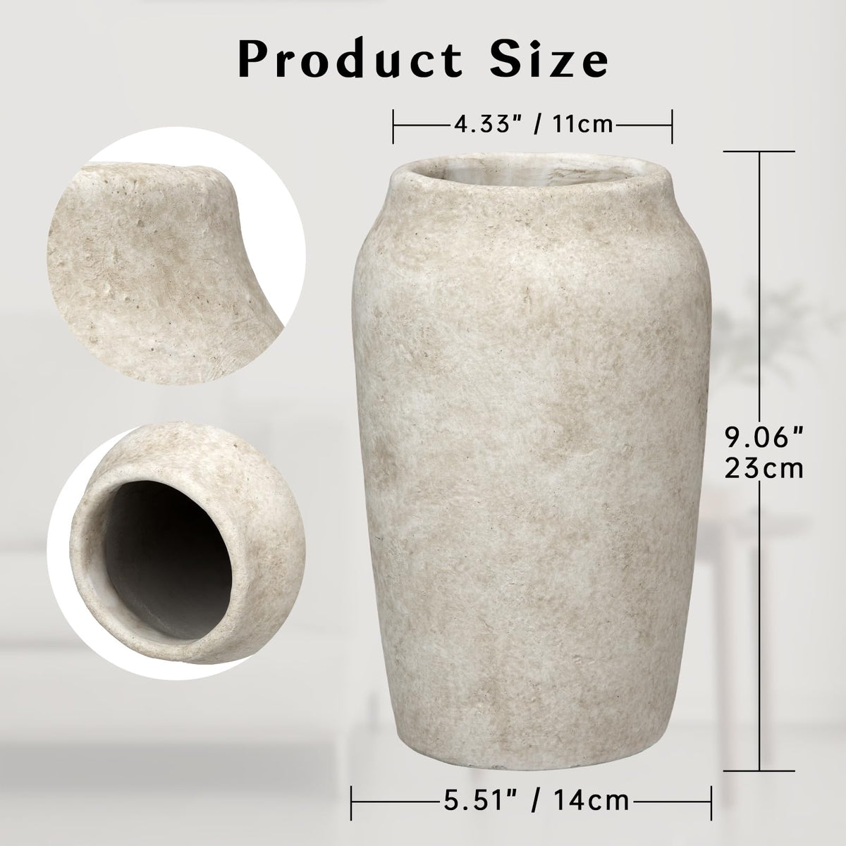 Briful beige ceramic vase ideal for tabletop decor and texture.