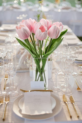 Briful vivid spring colors brighten a table or entryway.
