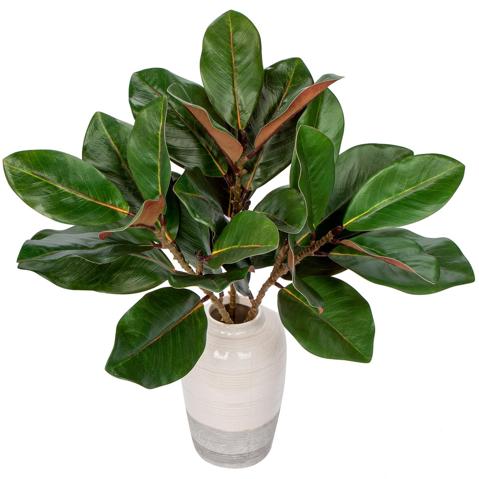Briful faux magnolia branch 22in dark green for elegant table decor.