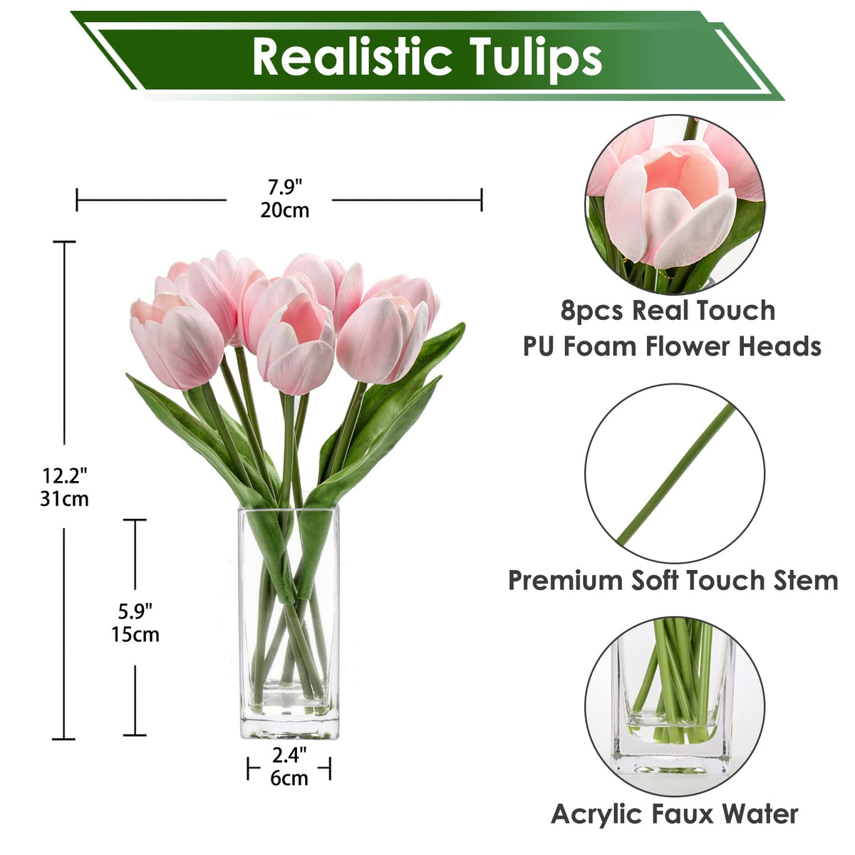 Briful real touch foam tulip petals feel lifelike and vibrant.