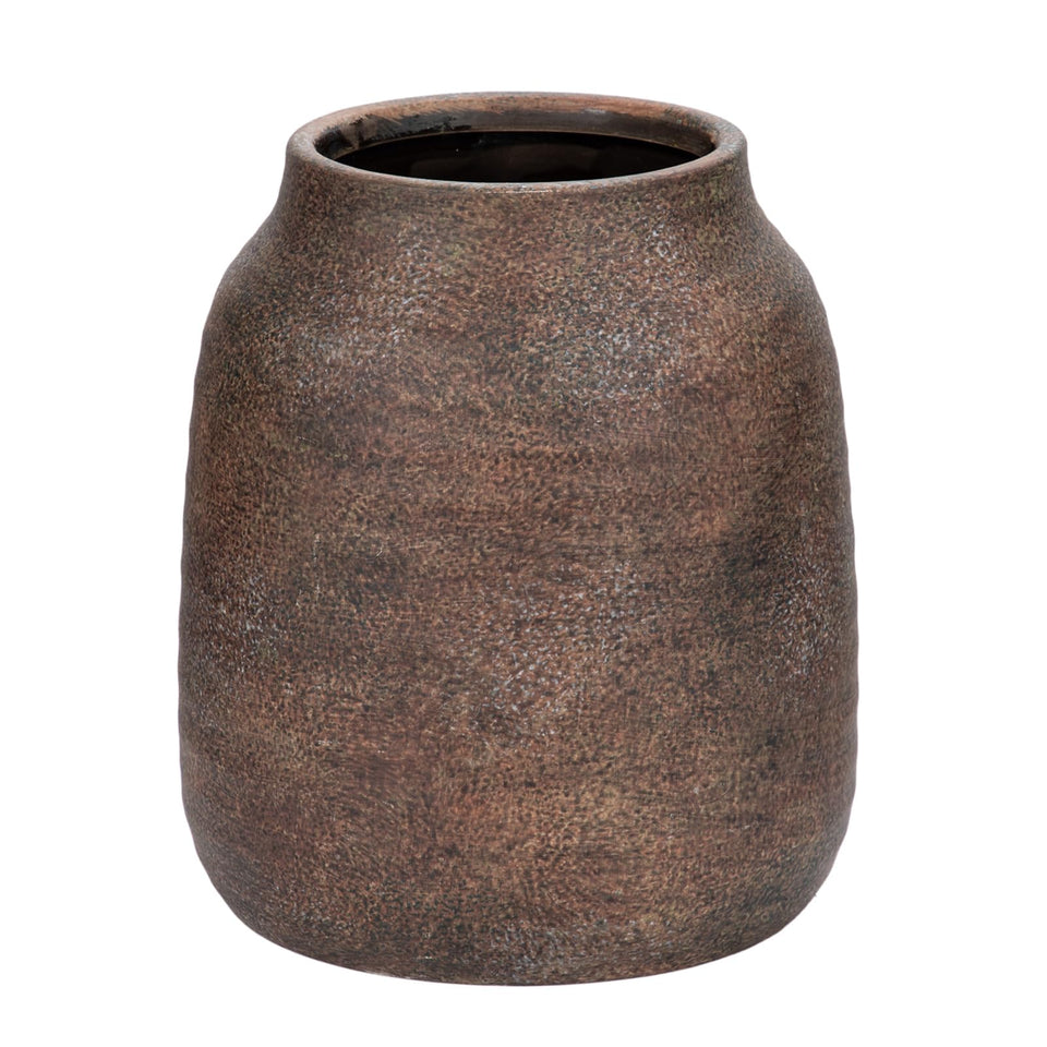 Briful 7-inch rustic vase with distressed white-wash for vintage farmhouse charm.
