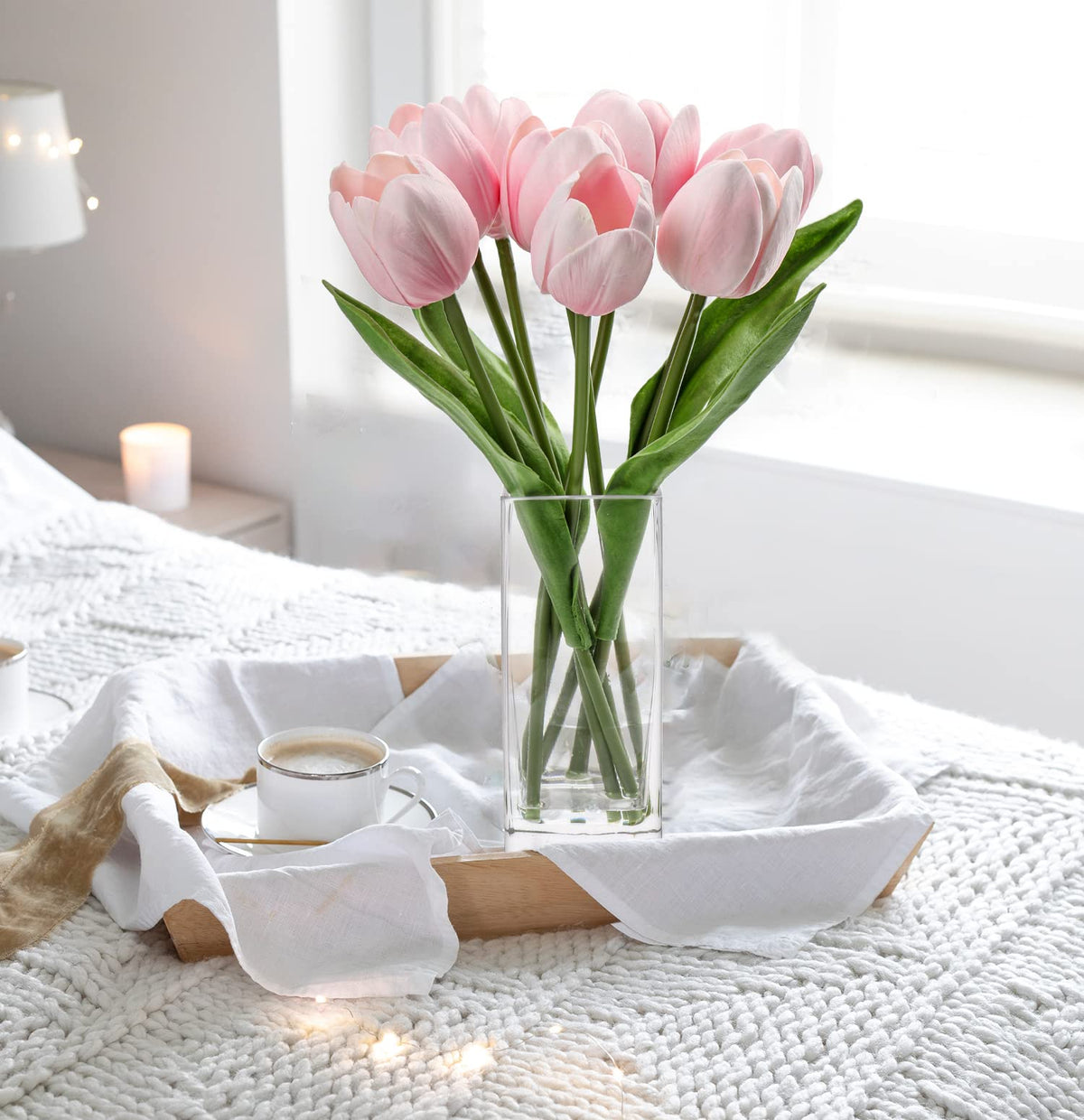 Briful table-ready tulip arrangement ideal for desks and tables.