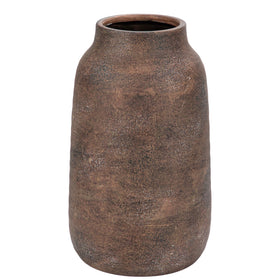 Briful tall rustic ceramic vase front view showcases vertical height for dried stems.