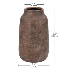 Briful vase texture closeup reveals antique white-wash glaze and tactile details.