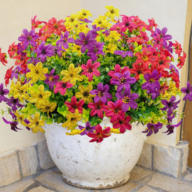 BRIGEA 12 Bundles outdoor flowers close-up shows UV-resistant silk petals and realistic texture