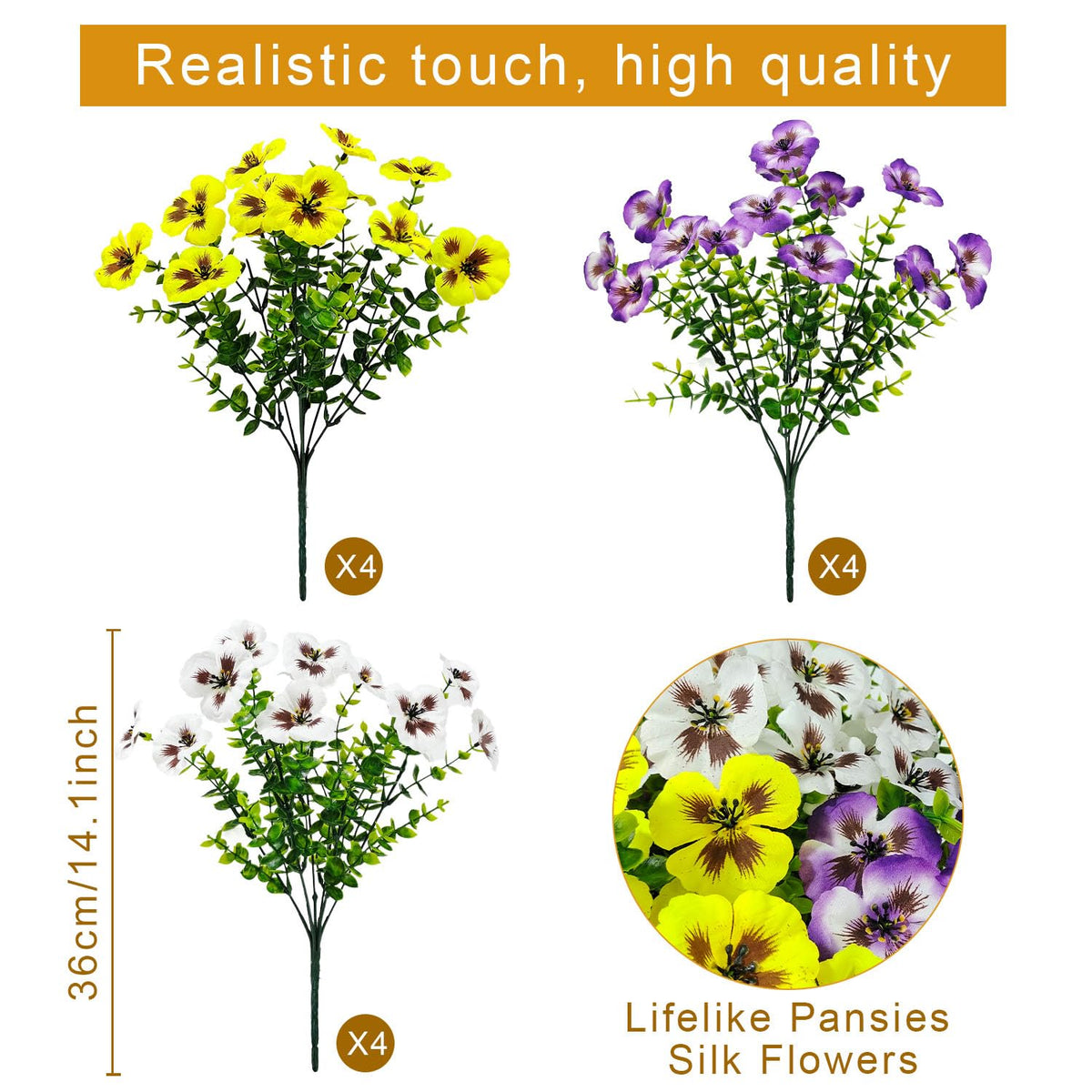 BRIGEA pansy flower heads with 1.96-inch diameter provide a fuller look.