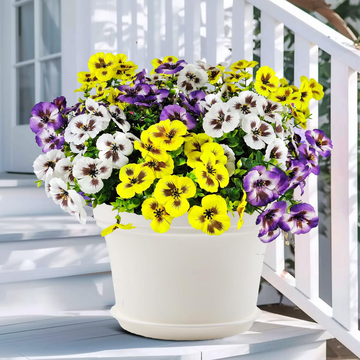 BRIGEA pansy outdoor UV-resistant clusters maintain vibrant color in any weather.