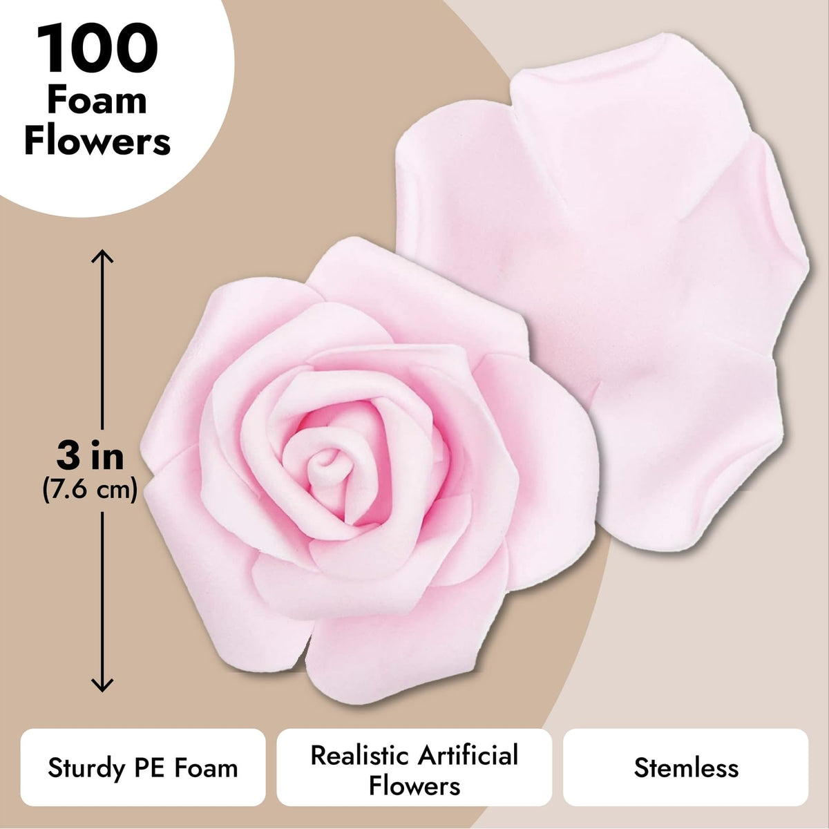 Bright Creations foam rose heads ideal for DIY decor installations and backdrops.