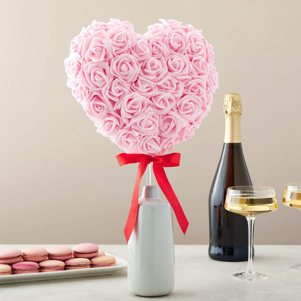 Bright Creations foam rose heads used in wedding backdrop ideas for photo-friendly decor.