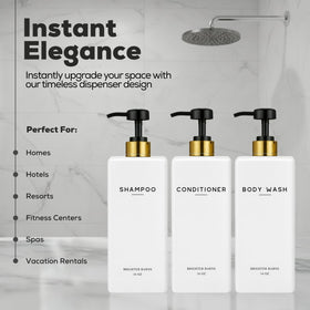 Brighter Barns 16oz PET bottles for shampoo and conditioner, durable and refillable.