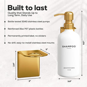 Brighter Barns 3-chamber shower bottles keep shampoo, conditioner, and body wash separate.