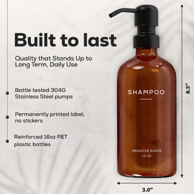Brighter Barns amber body wash dispenser complements spa-like bathrooms.