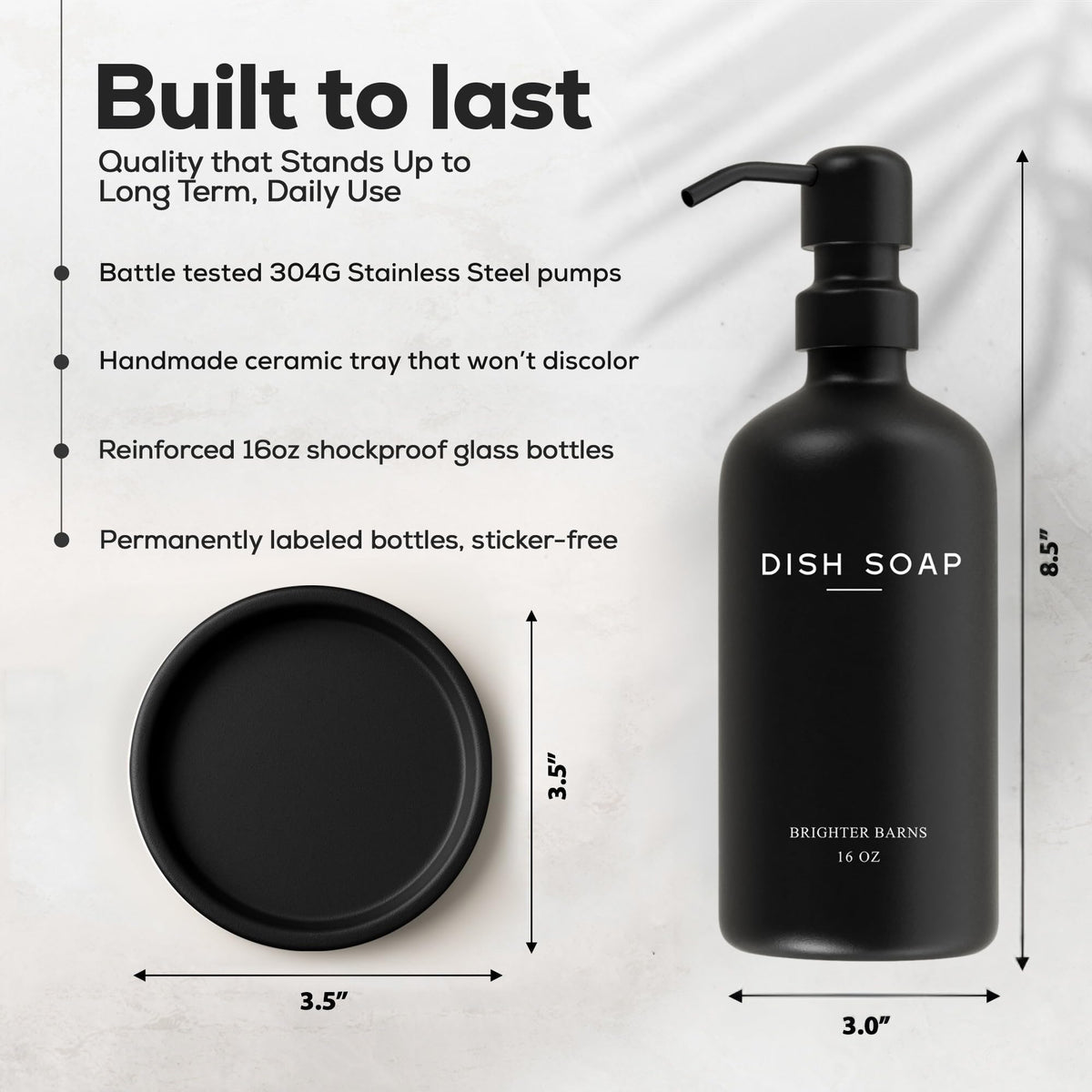 Brighter Barns ceramic tray offers a stain-resistant base and tidy counter.