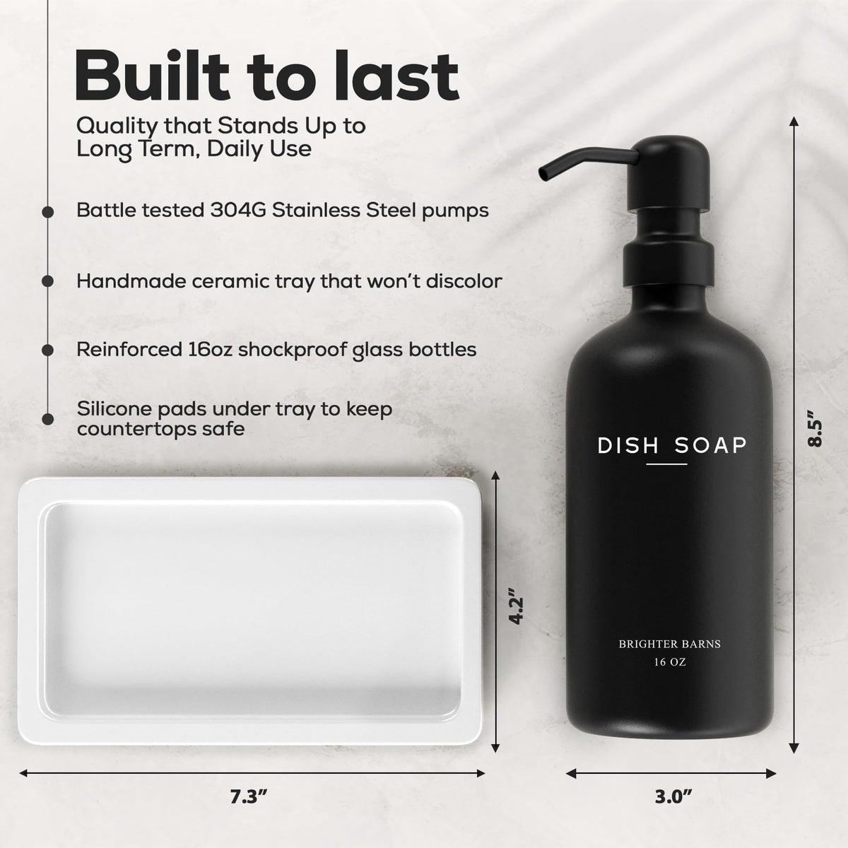 Brighter Barns dish soap dispenser pump for easy refilling and mess-free use.