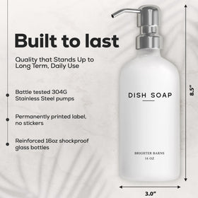 Brighter Barns 16oz glass bottles ready for refill in a stylish setup
