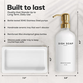 Brighter Barns dispenser tray-ceramic keeps counters tidy and sponge organized.