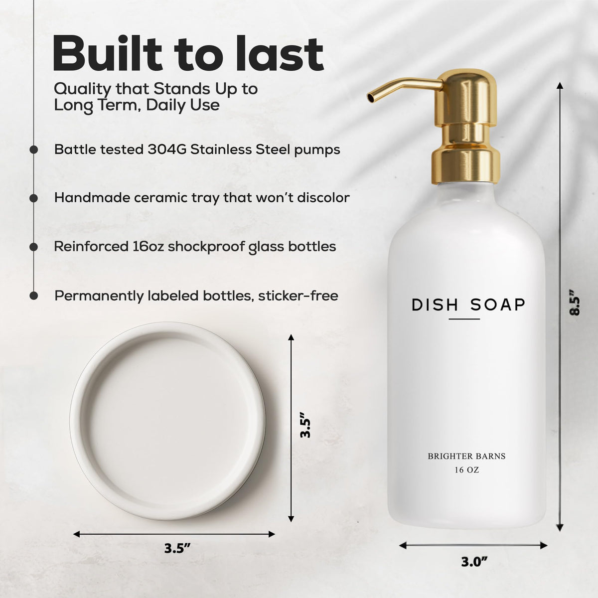 Brighter Barns gold pump dispenser adds a refined touch to daily chores