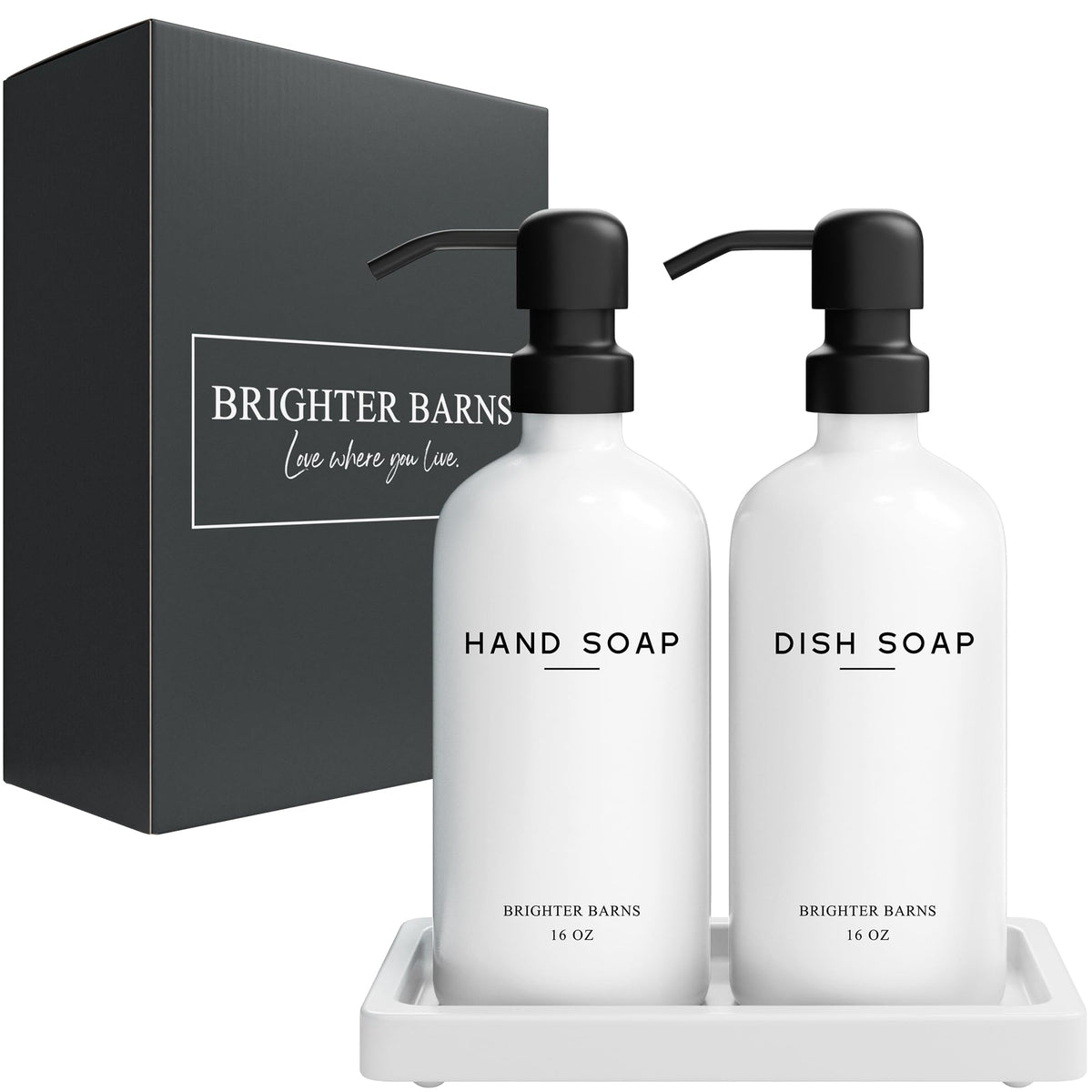 Brighter Barns hand and dish soap set ready for use in daily routines