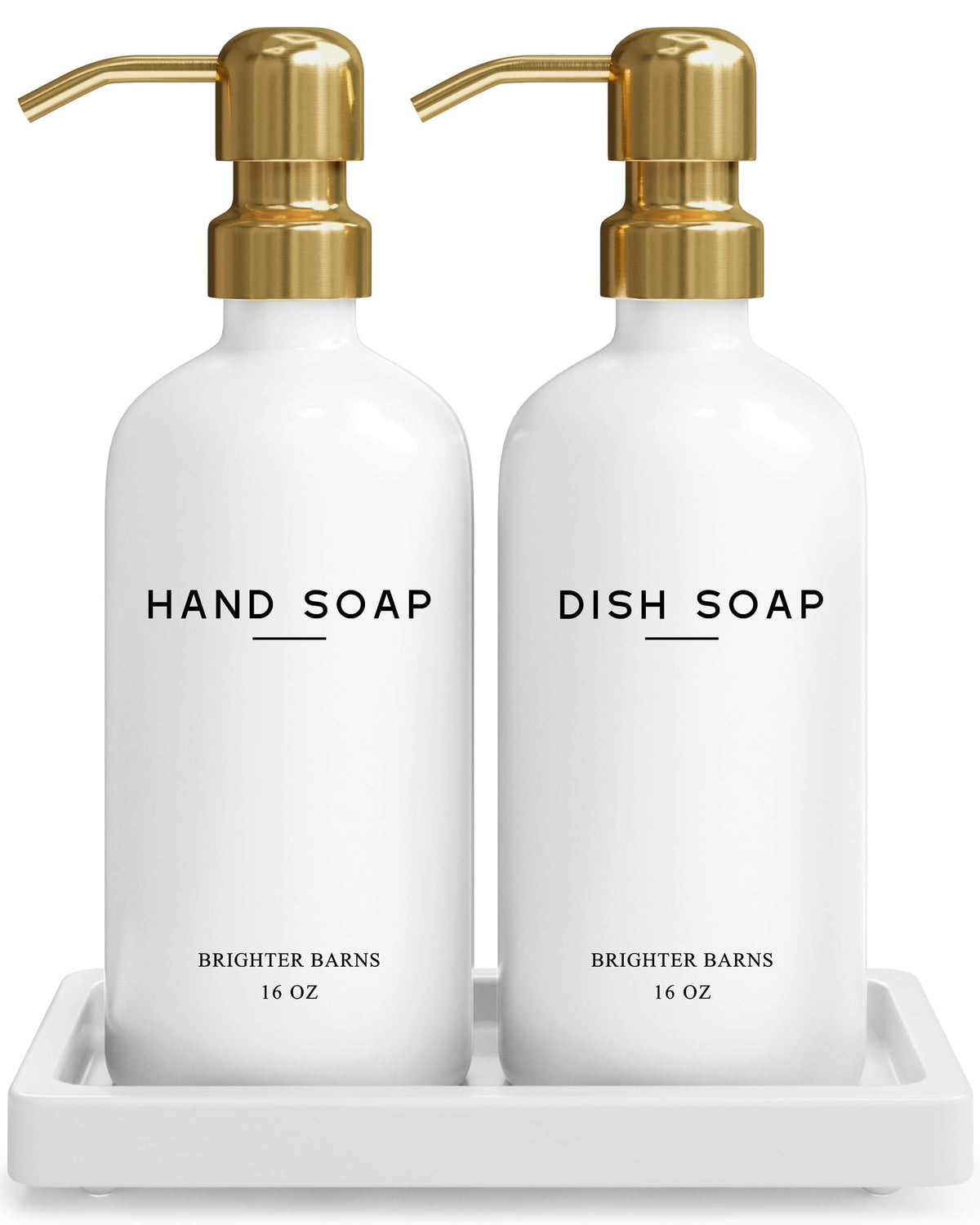 Brighter Barns glass dispenser bottle-pump with gold finish, ideal for hand soap.