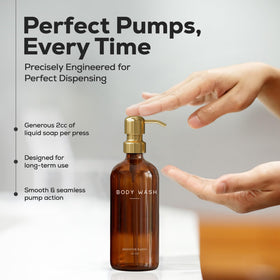 Stainless steel pumps on Brighter Barns bottles provide smooth dispensing
