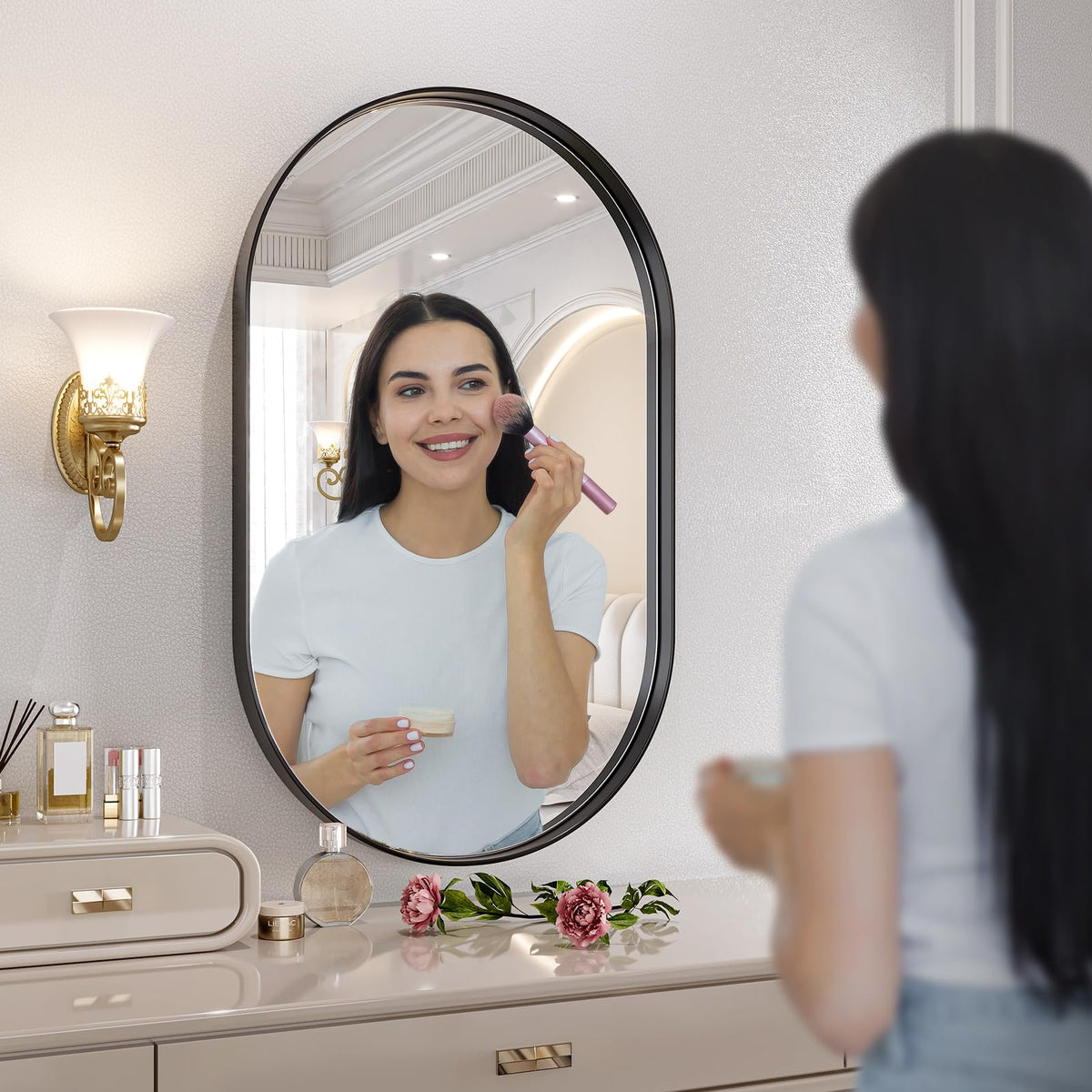 Brightify black oval mirror dimensions guide helps plan the perfect fit