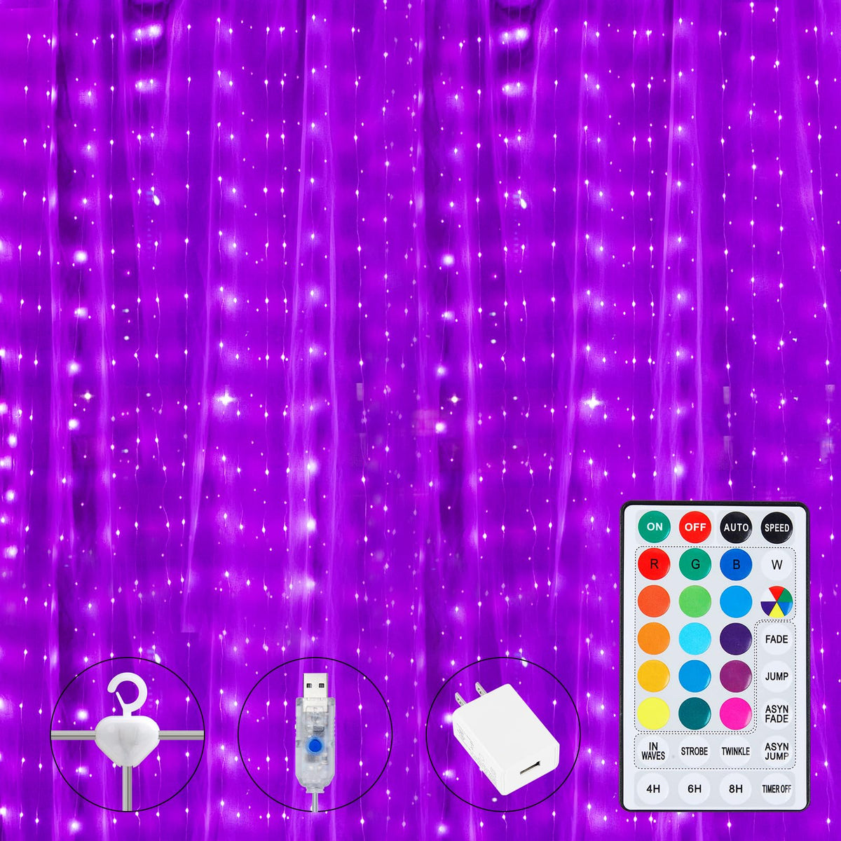 Brightown 16-color curtain lights create vibrant ambience for any room.