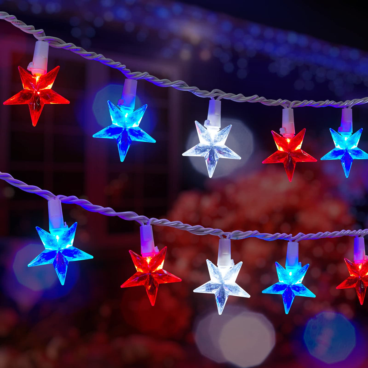 Brightown 4th of July stars string lights with 50 LEDs for outdoor celebration