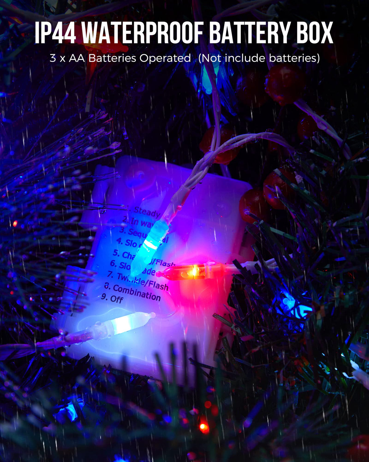 Brightown waterproof lights withstand rain for year-round outdoor celebrations.