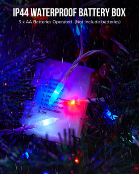 Brightown waterproof lights withstand rain for year-round outdoor celebrations.