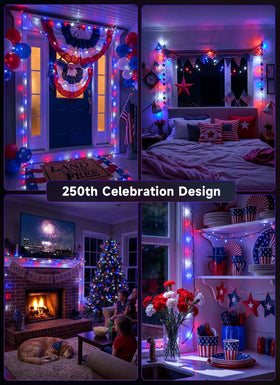 Brightown connectable patriotic string lights for easy outdoor display.