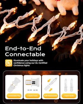 Closeup of Brightown incandescent mini bulbs for a timeless glow