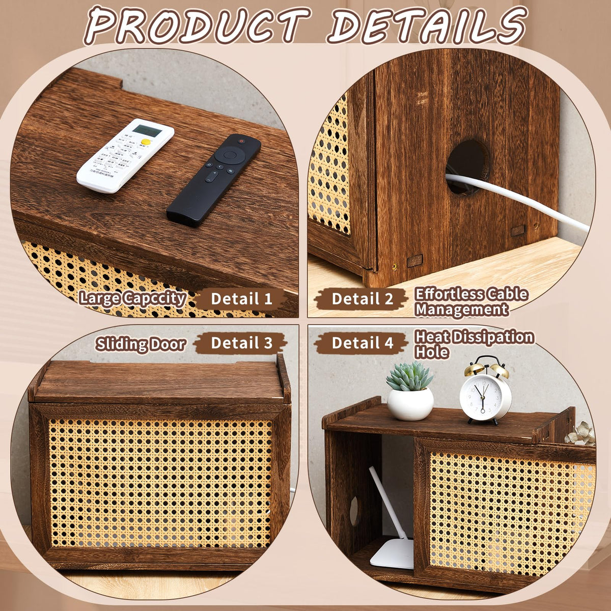 BrightRow spacious interior fits multiple devices including router, modem, and projector.