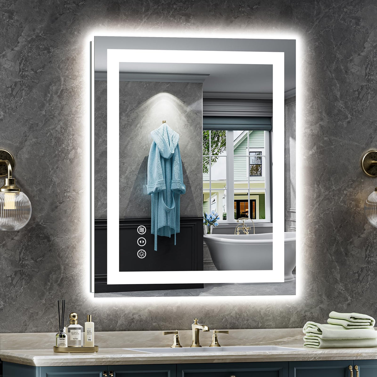 Briivue front and backlit LED mirror for precise makeup lighting