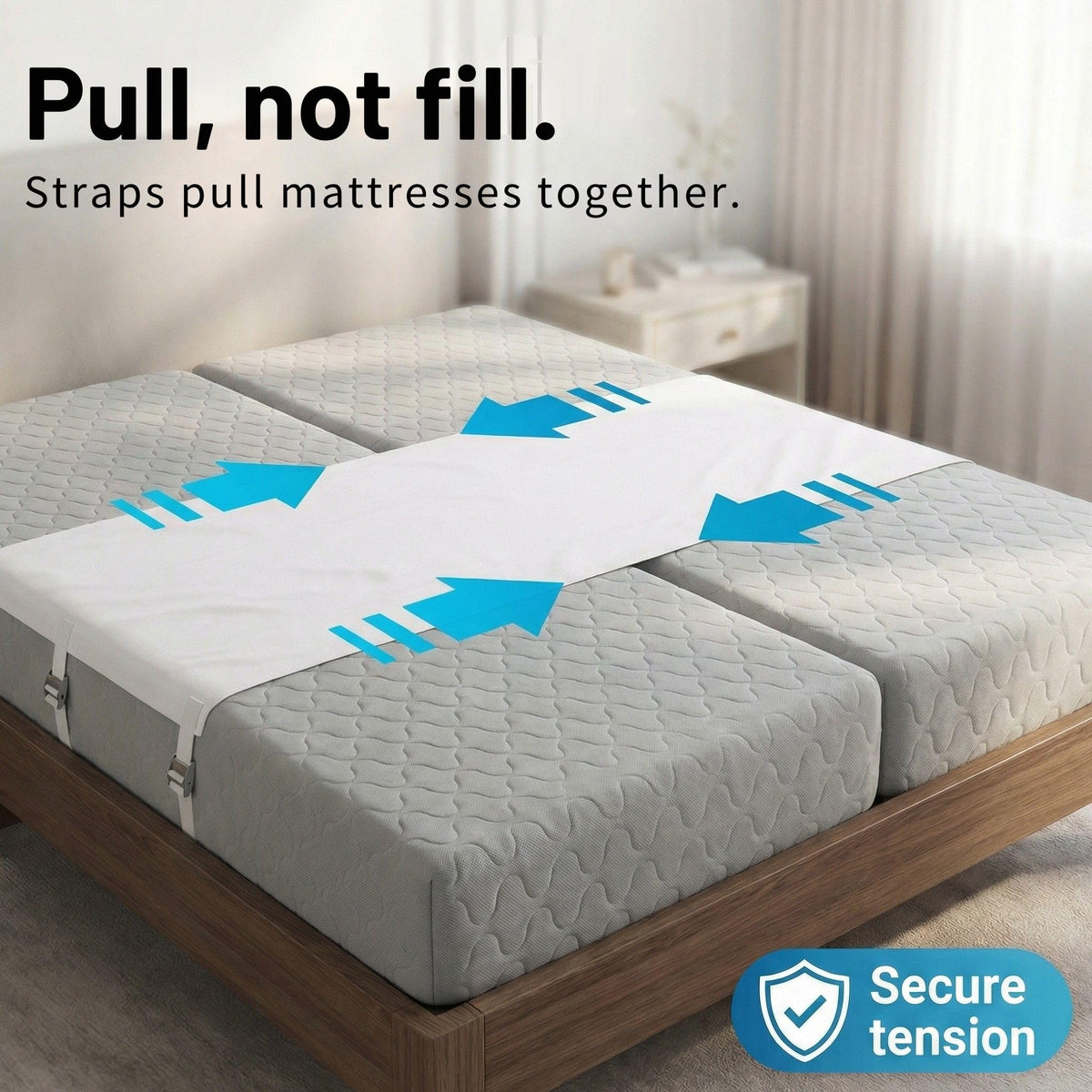 Briliantwerk split king gap filler setup supports undisturbed cuddling.
