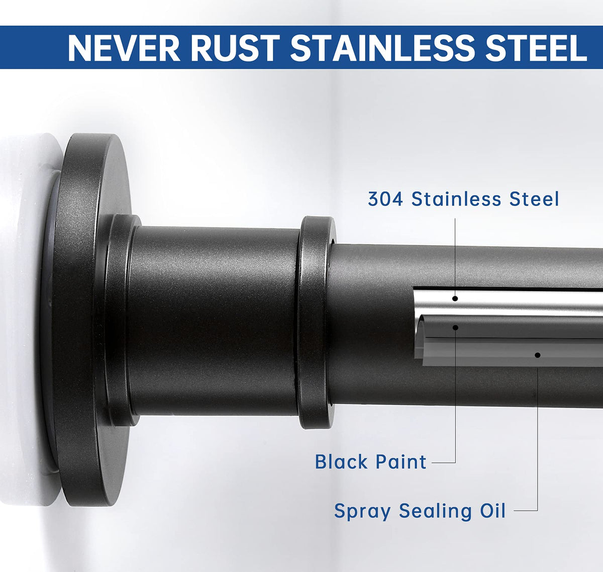 BRIOFOX 304 stainless steel construction resists corrosion in humid bathrooms.