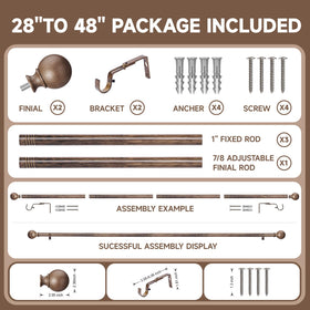 BRIOFOX adjustable 28-48 inch rod fits a range of windows.