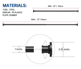 BRIOFOX adjustable 43-72 inches fits many spaces.